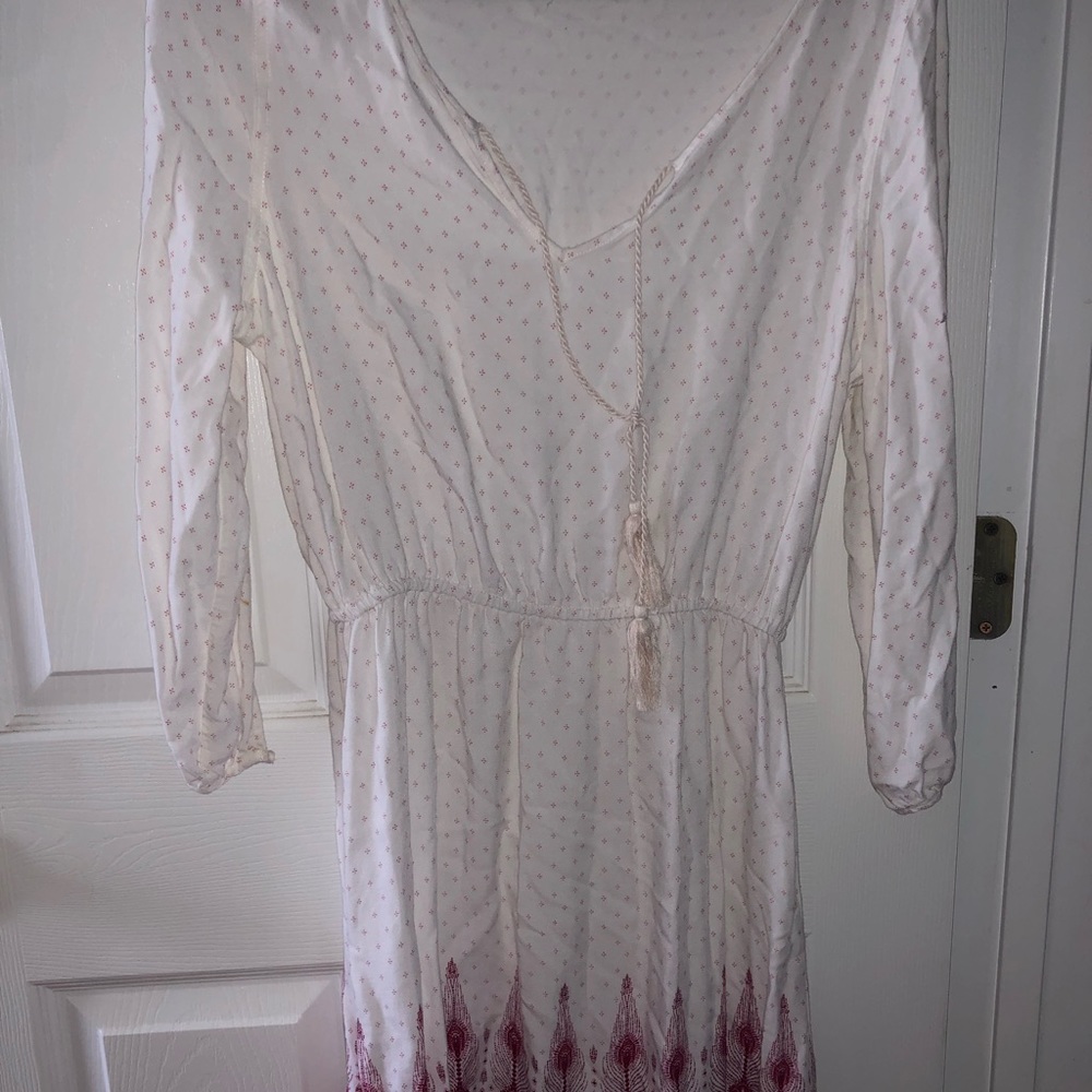 white and magenta large swim cover up dress